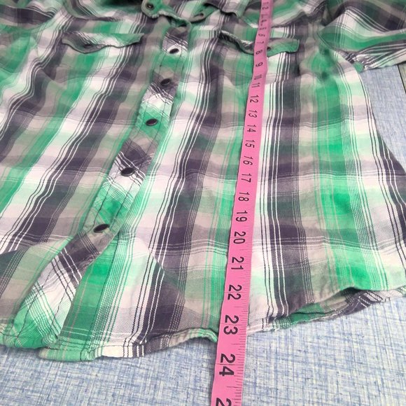 Cruel Girl Western Pearl Snap Flannel Shirt Button Up Plaid Women's Small - Picture 7 of 8
